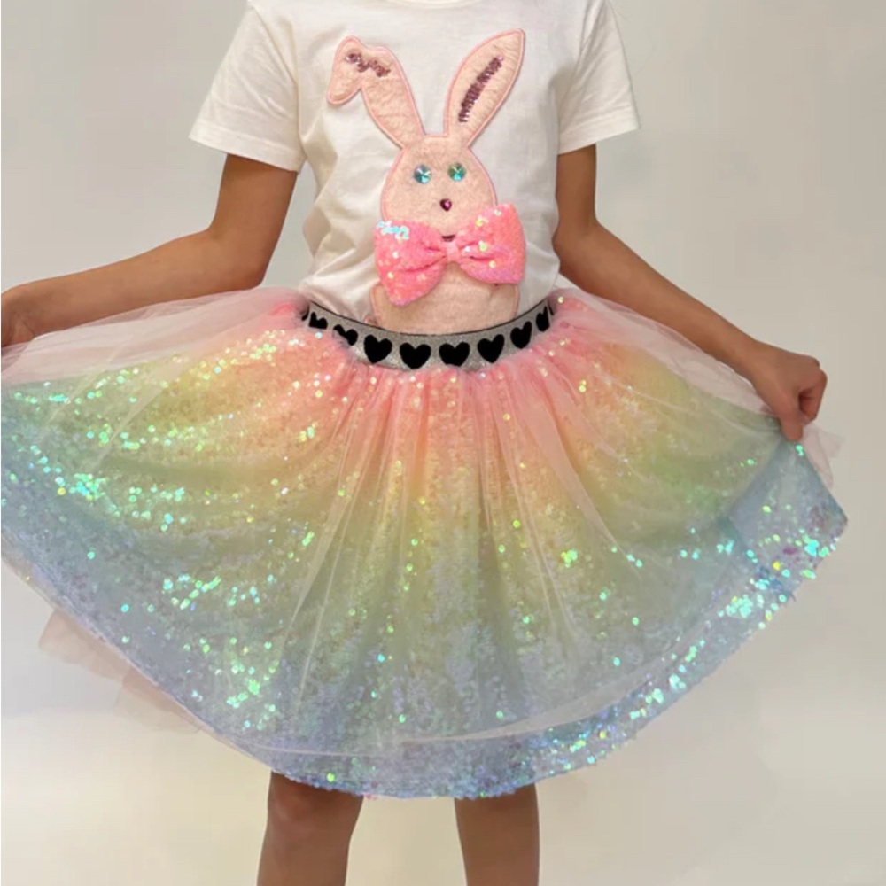 NEW WITH TAGS- SOLD OUT LOLA + The Boys Rainbow  Sequin Tulle Skirt size 8